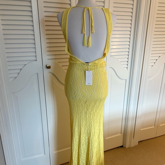 NWT Mango Butter Yellow Open-Word Knit Maxi Dress - Picture 6 of 8